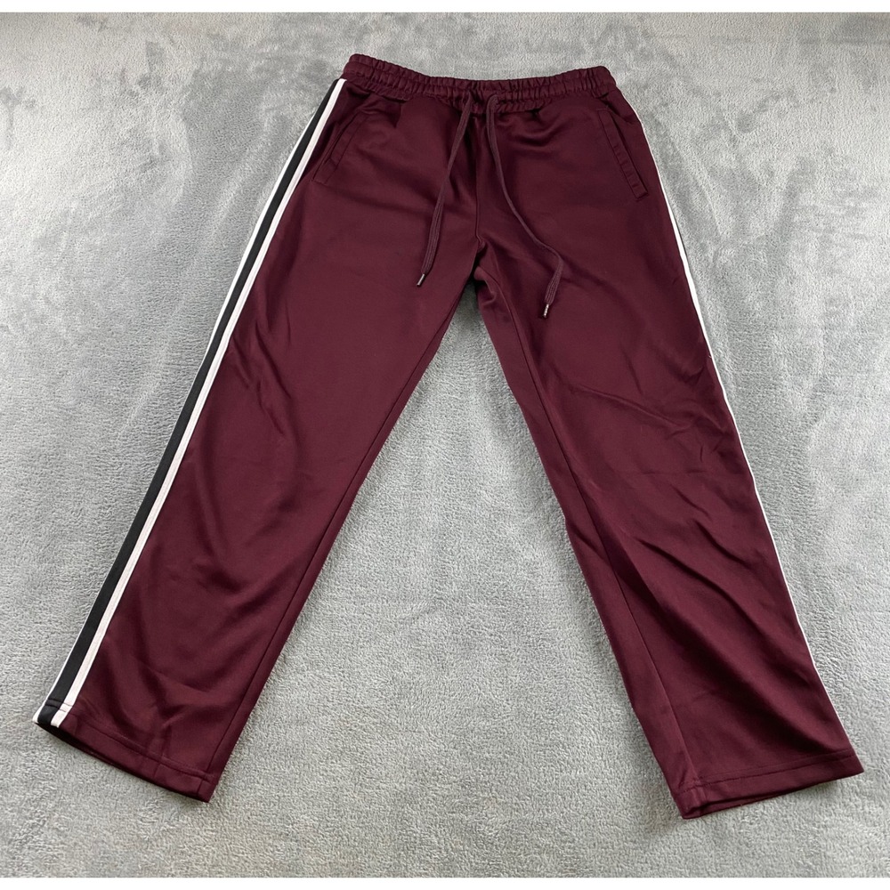 Cotton On Womens Burgundy Side‎ Stripe Track Pants Drawstring Joggers Small